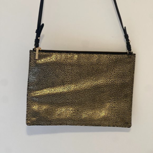 Whistles Bags Whistles Stingray Leather Clutch Bag Metallic Gold